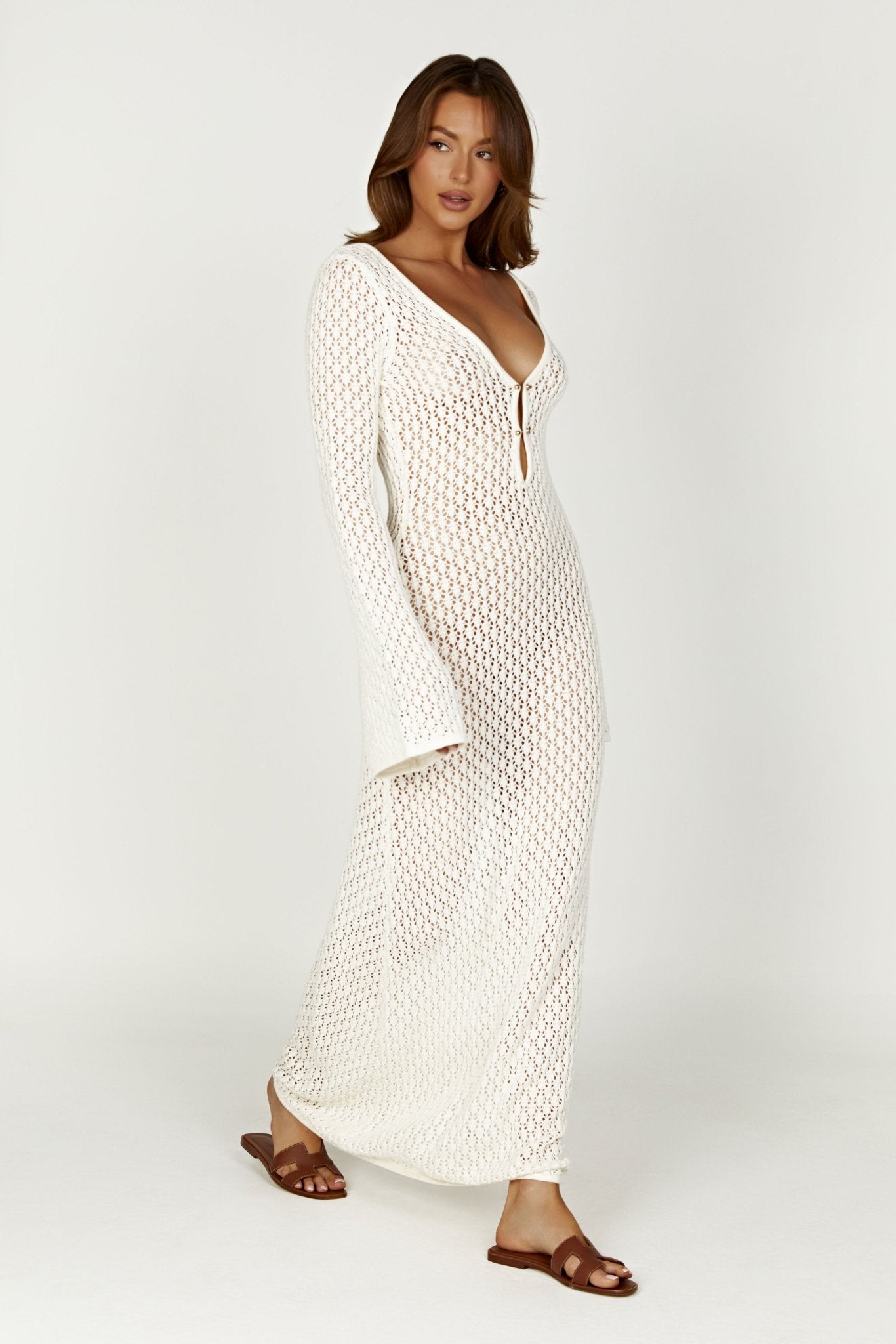 Zara™ | Mesh White Maxi Dress - ENVI - LONDON